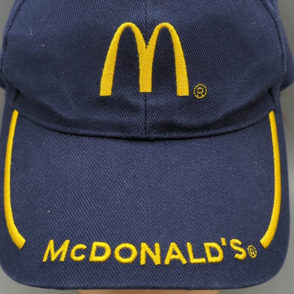 Vintage 2006 McDonalds Employee Hat Cap Blue Yellow Strapback Adjustable - Picture 2 of 9